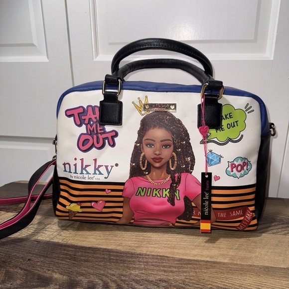 Nicole Lee Handbags - Nikky by Nicole Lee "TAKE ME OUT" Satchel Handbag Graphic Print Pop Art Purse